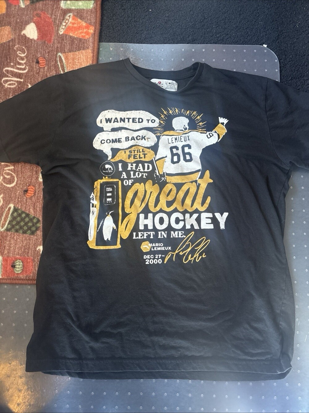 Molson Canadian Mario Lemieux Pittsburgh Penguins Comeback T-Shirt Mens Large L
